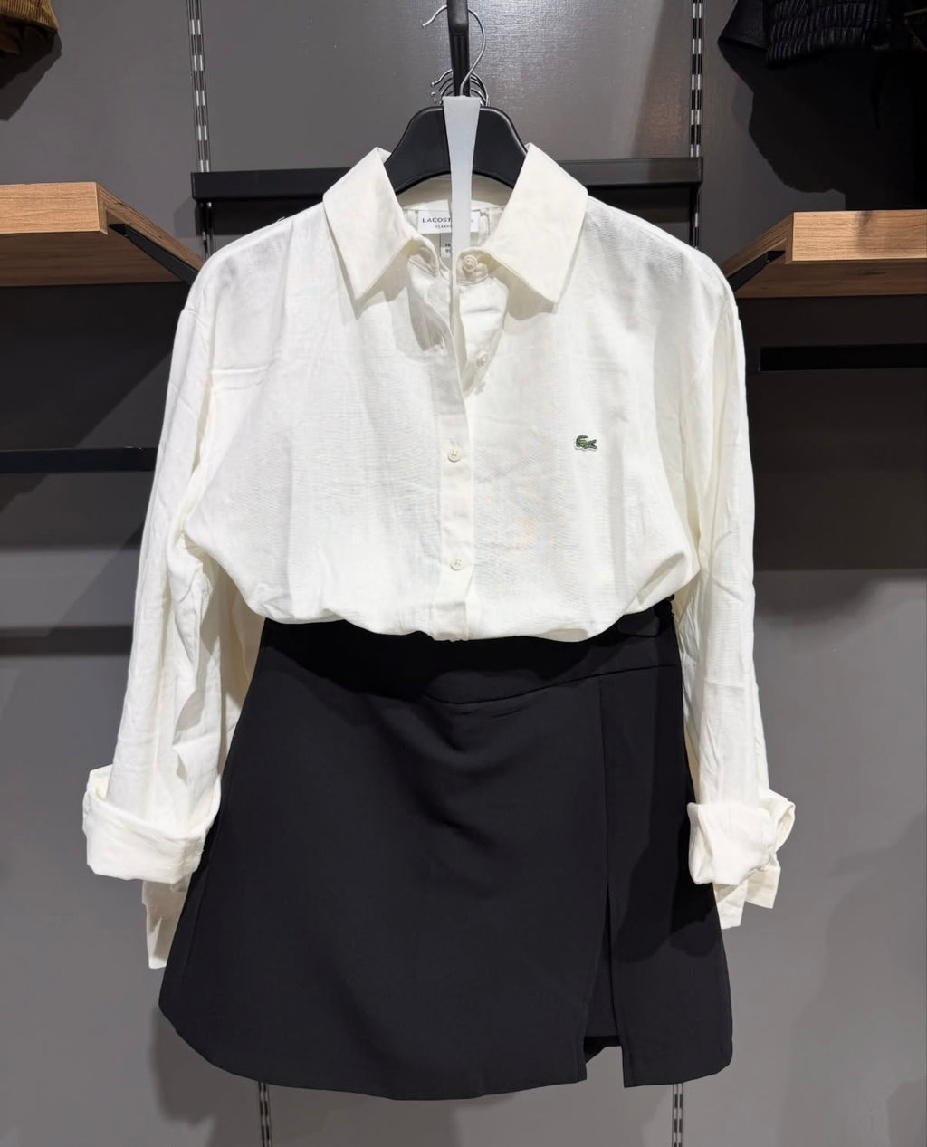 White Lacoste Linen Blouse