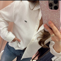 White Lacoste Linen Blouse