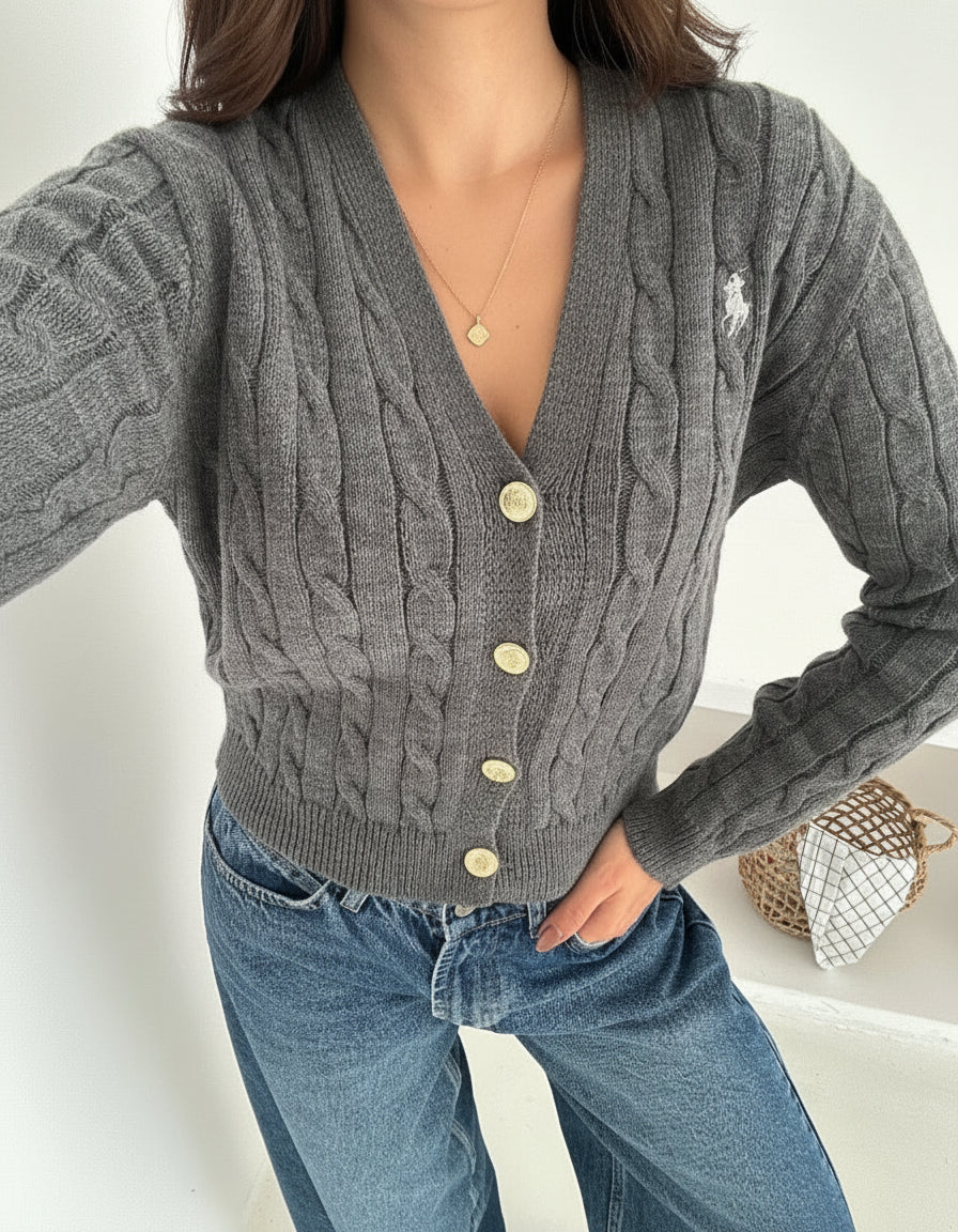 ‏V Polo Cardigan