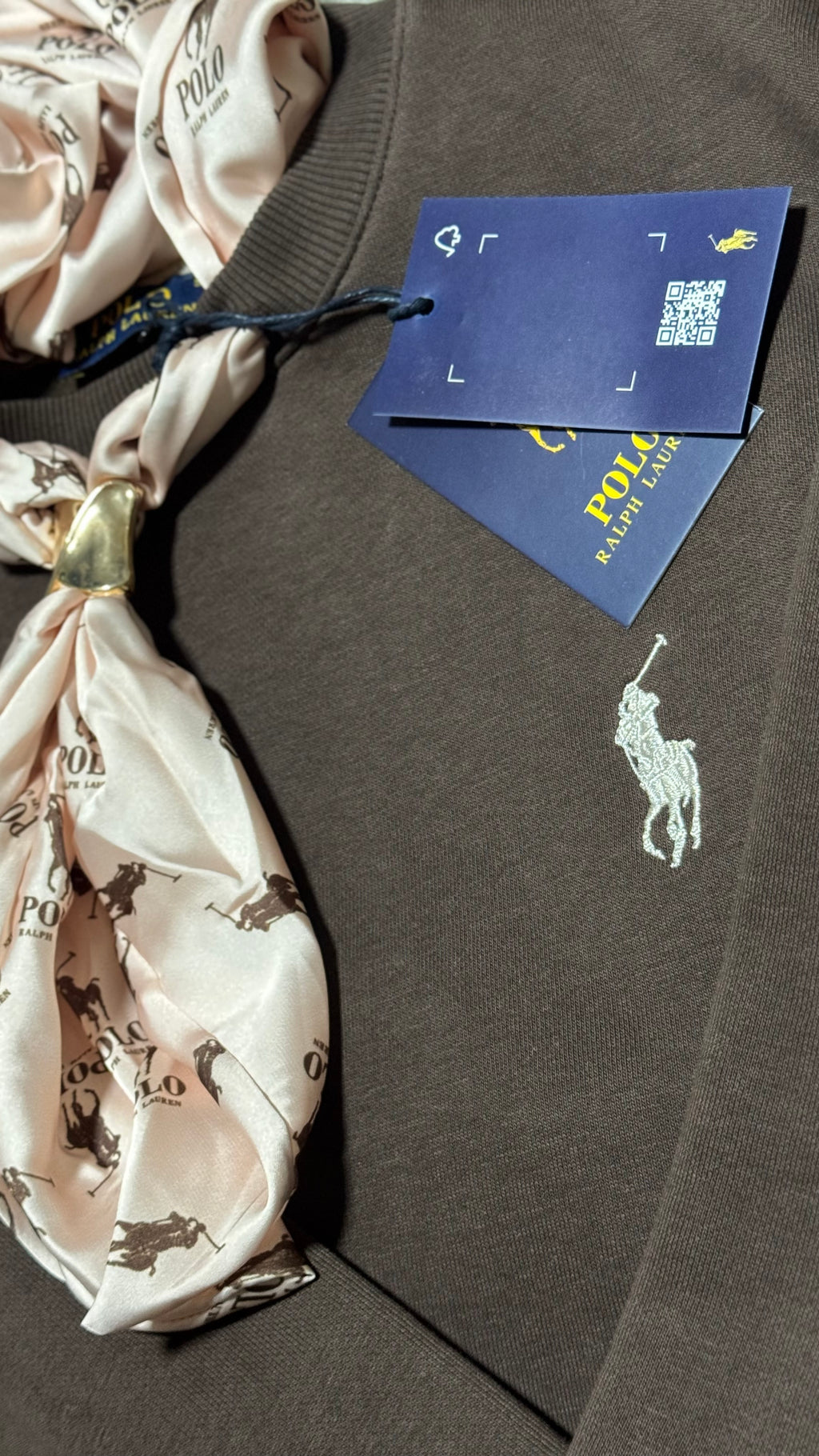 Classic Polo Sweatshirt with Scarf